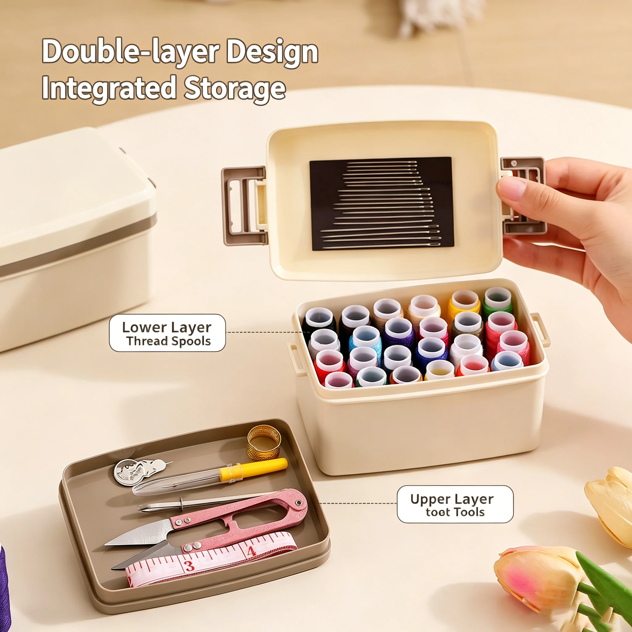 24-Farben Haushaltsnähset Tragbare DIY Multifunktionale Nähbox für Quilten, Sticken und Näharbeiten