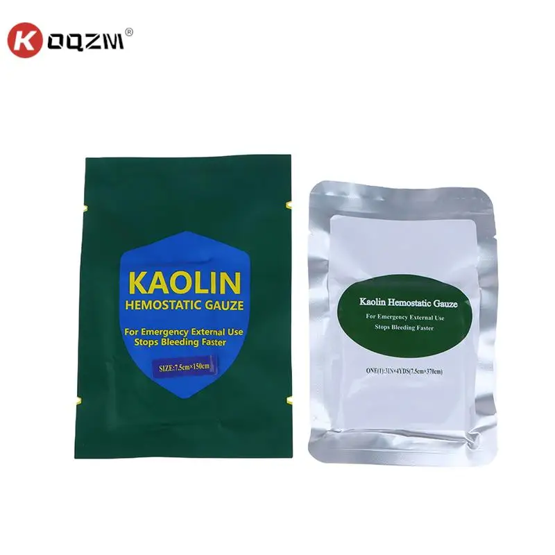 Gaze hemostática caulim para trauma tático de emergência, combate solúvel, kit de primeiros socorros militar, acessórios médicos