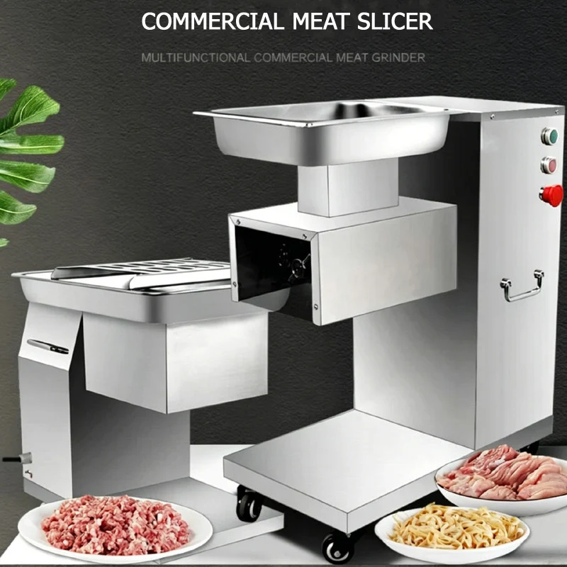 Fresh Meat Cutting Device Vertical Tabletop Design For Pork Beef Fish Chicken Breast With Lid‑Open Safety Power‑Off Meat Slicer