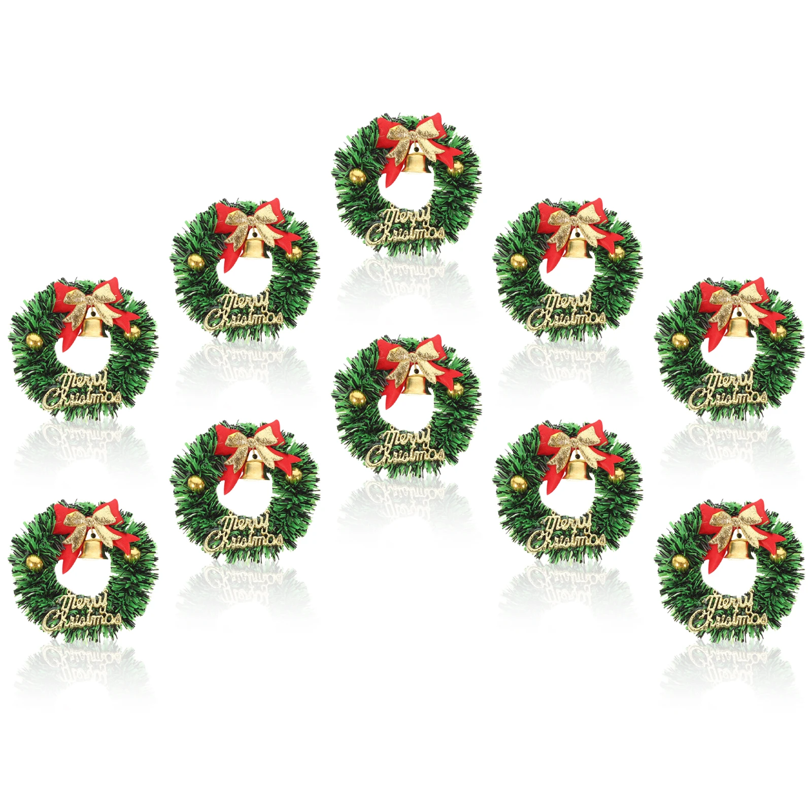 

10Pcs Mini Christmas Wreath Pendant Simulated Garland for Tree Hanging Ornament Holiday Party Home Decorative Wreath