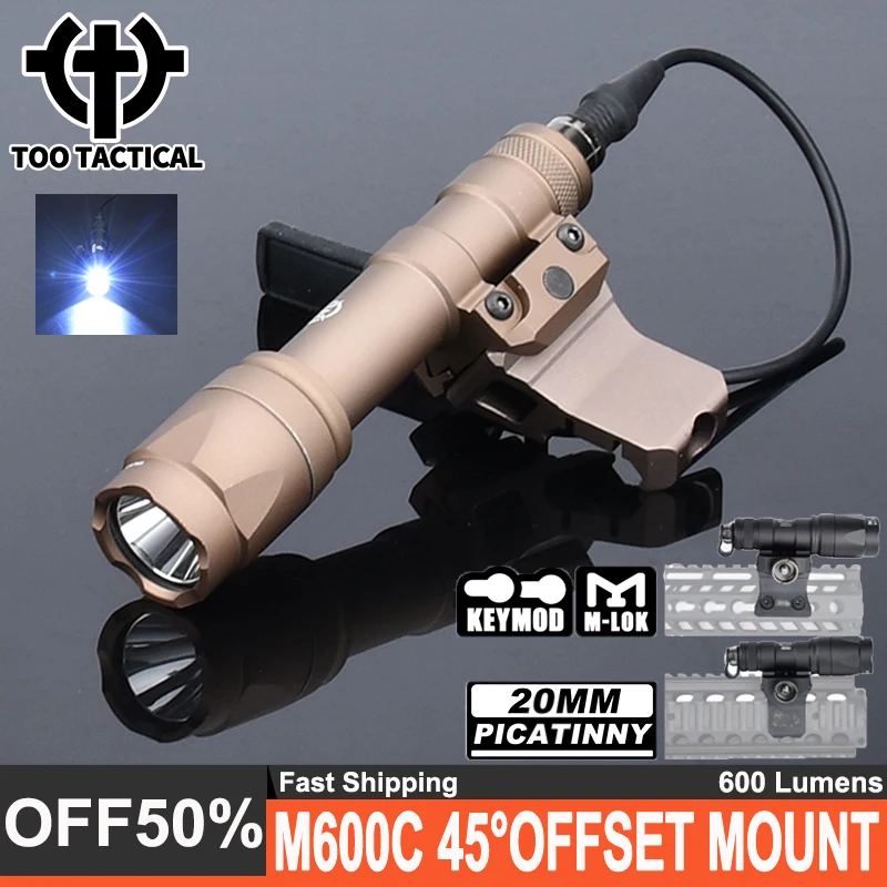 Tactical M600C Flashlight 1 o 'clock Offset Mount Set M300A Wadsn Scout Light Base Metal M600 Mounting Bases Fit M-Lok Keymod