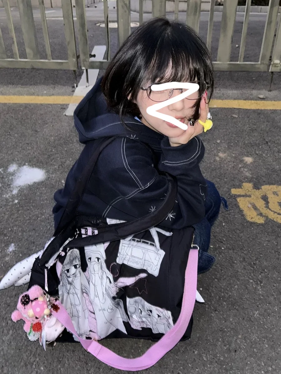 

Sweet Cool Angel Wings Y2K Tote Bag Women's Nylon Canvas oulder Bag Casual Crossbody Bag Soft Print Design Large Capaci