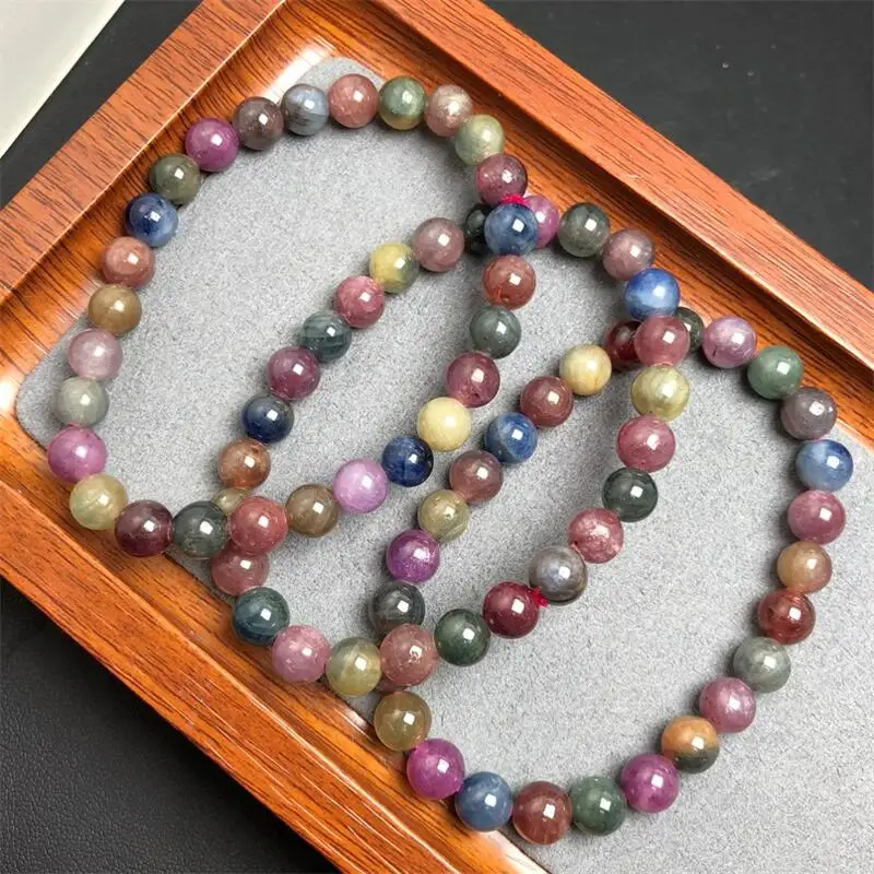 

Женский браслет с натуральным рубином и сапфиром, 7 мм, 1 шт.