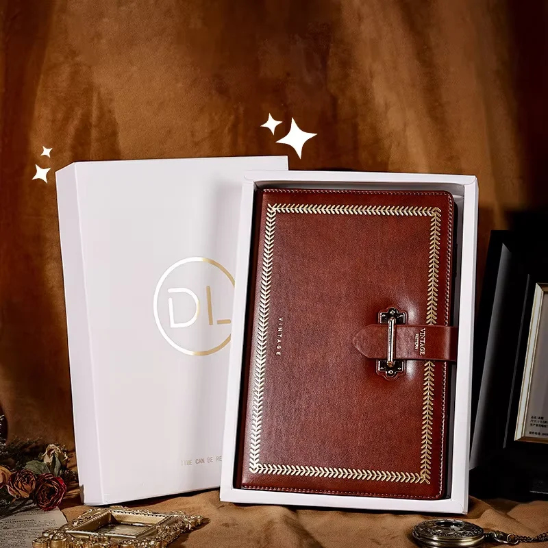 Free Custom Name Logo A5 Notebook Name Leather Cover Planner Writing Pads Binder Diary Office School Supply Gift with Box