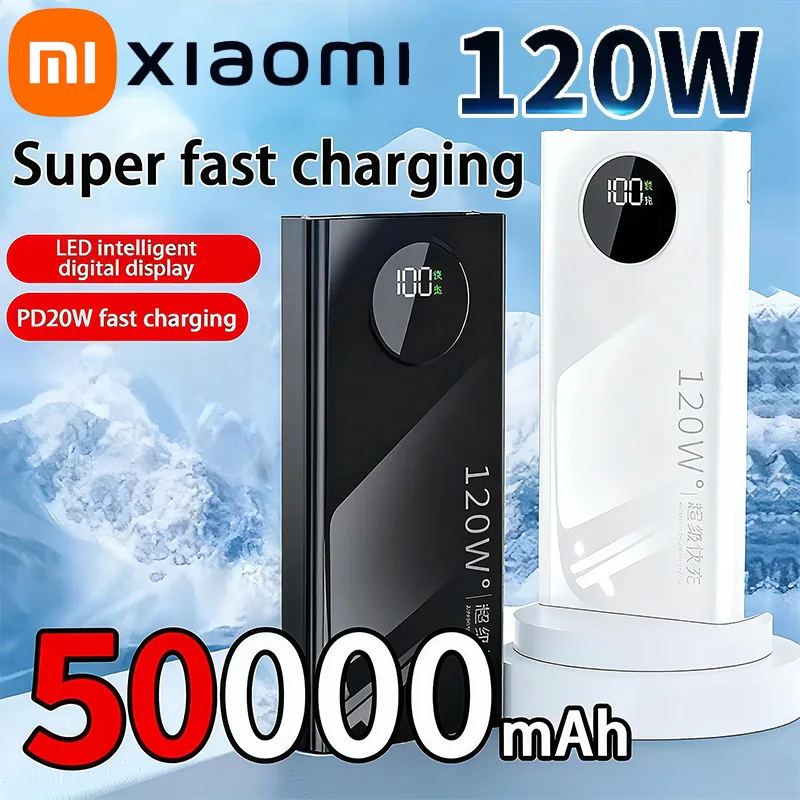 

Xiaomi 50000mAh 120W High Capacity Power Bank Super Fast Charge Power Bank Portable Battery Charger For iPhone Samsung Huawei
