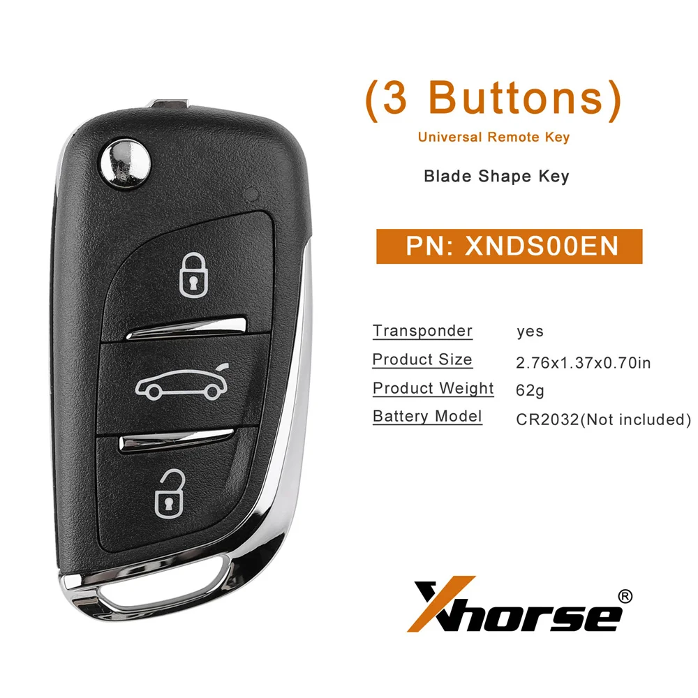 Xhorse XNDS00EN VVDI2 forVolkswagen DS Type Remote Key 3 Buttons 5 pcs/lot