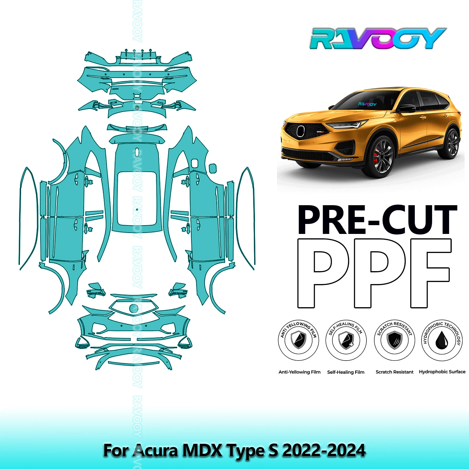 

Full Vehicle Clear Bra Precut PPF Paint Protection Film For Acura MDX Type S 2022-2024