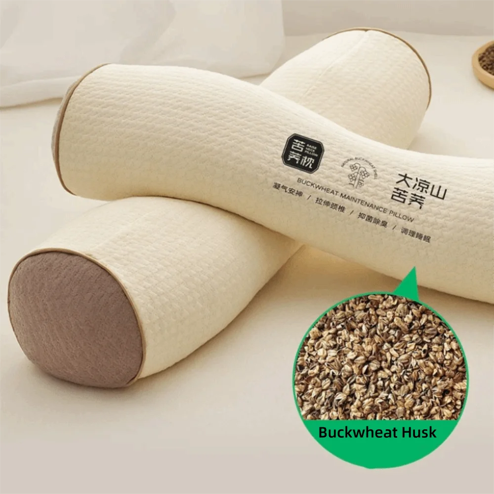 Breathable Buckwheat Husk Cervical Pillow Ergonomic Detachable Neck Traction Pillow Triangular/Cylindrical Long Strip