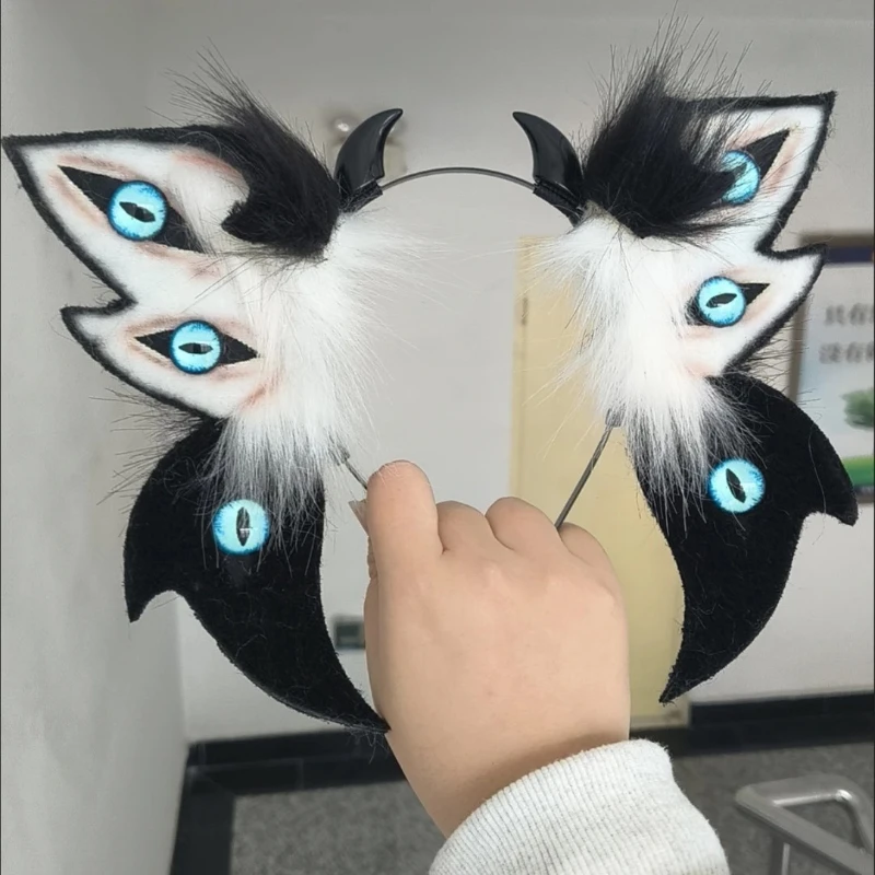 

Halloween Devil Beast Ear Headwear Dress Up Simulation Beast Ear Simulation Plush Ear Hair Hoop Hair Accessories Cosplay Prop