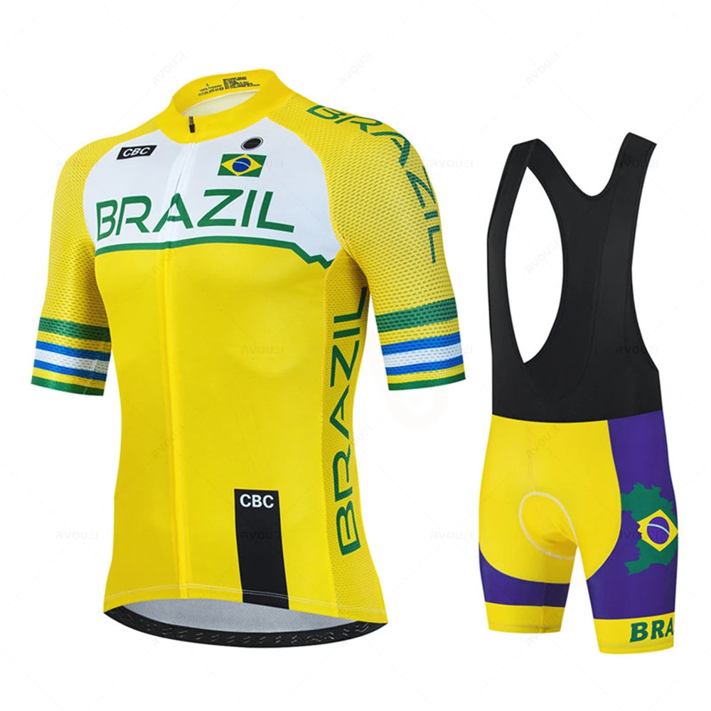 Brazil New Cycling Jersey Set Summer Bicycle Suit Quick Drying Bib Shorts Clothes Mtb Maillot Ropa Ciclismo Mountain Bike Wear