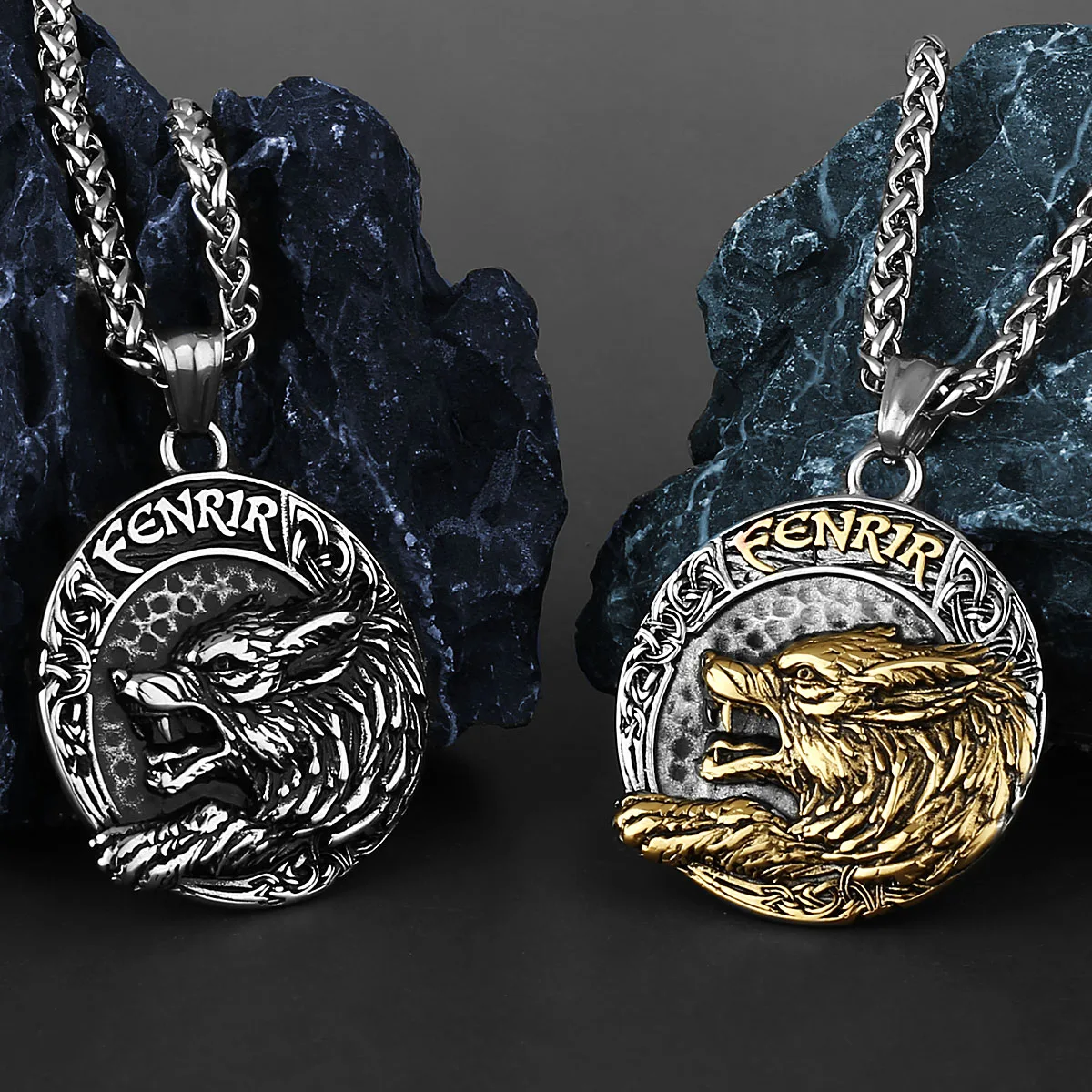 Viking Fenrir Wolf Rune Wisiorek Naszyjnik Męski Vintage Amulet Naszyjnik ze stali nierdzewnej Biżuteria Party Club Prezent
