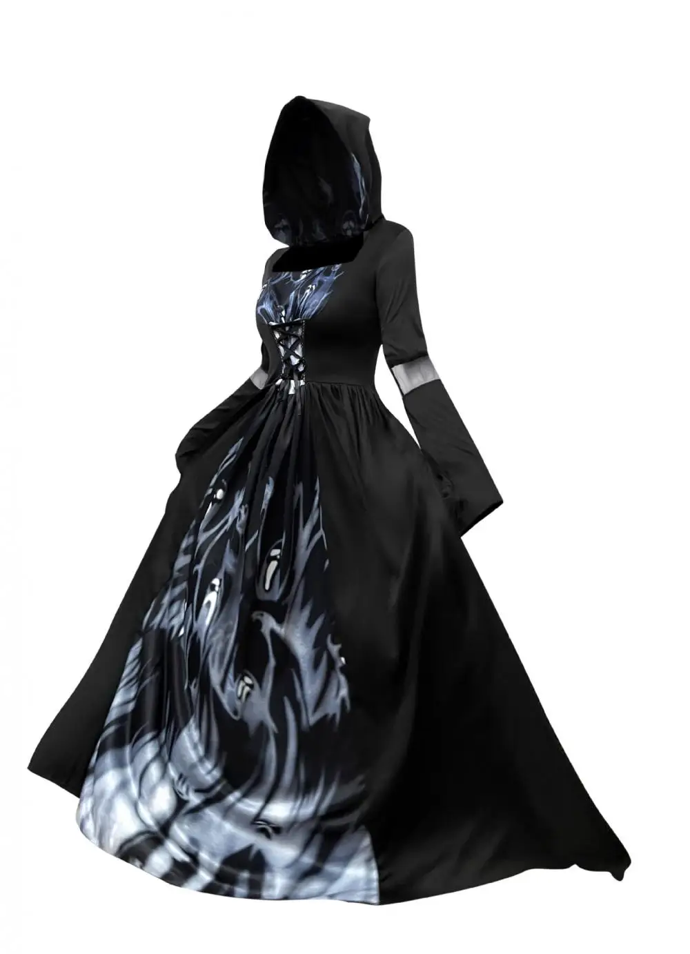 Robe Longue Sorcière Vampire à Capuche – photo 10