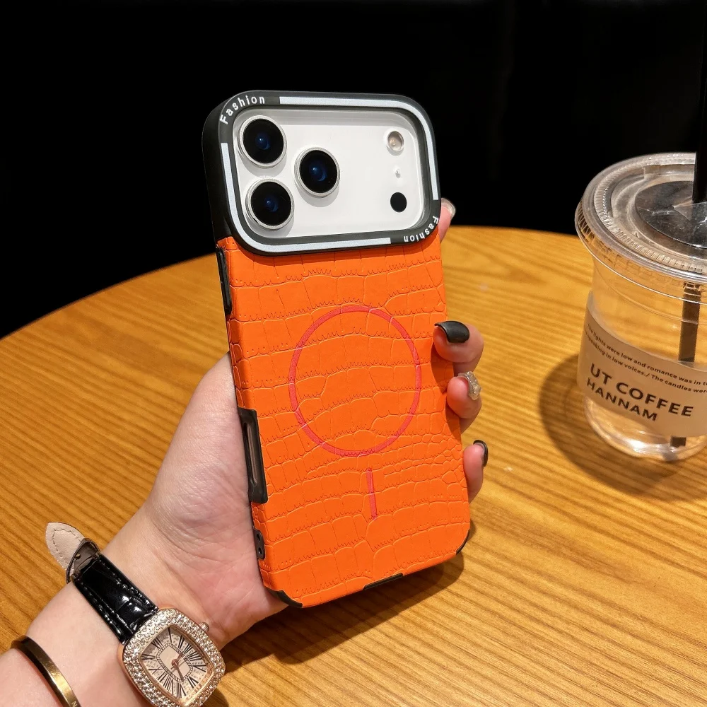 เคสหนังลายจระเข้สุดหรูแบบแม่เหล็กสำหรับ iPhone 17 Air 16 15 14 13 12 11 Pro Max Plus รองรับ Magsafe ป้องกันการกระแทก