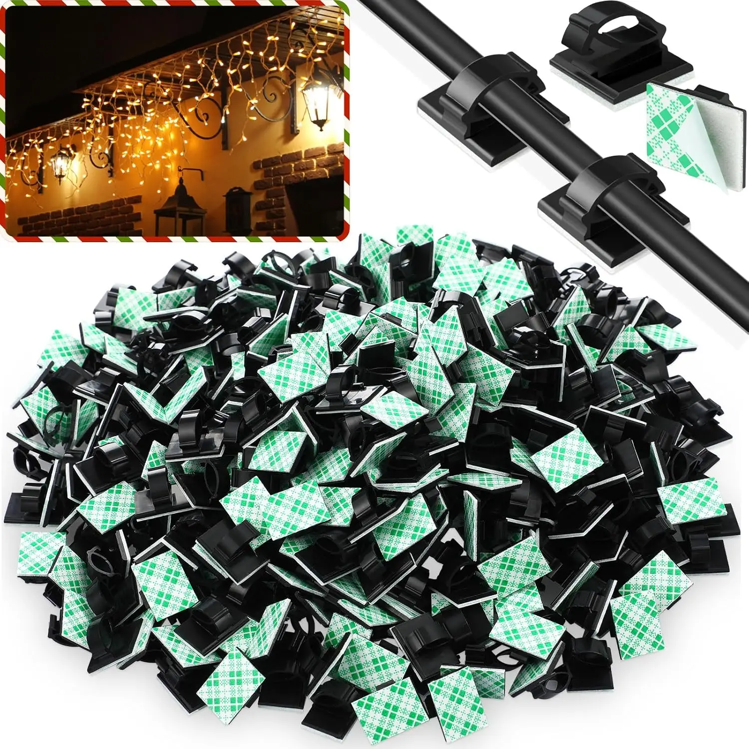 100Pcs Adhesive Cable Clips Wire Holders Cord Management Straps for Wall, Desk, Car, Office & Home