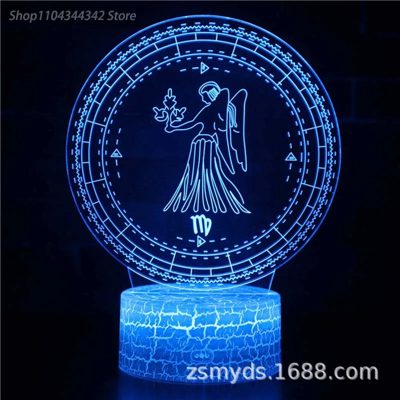 Constellation 3D Acrylic Aries Taurus Balance Night Light Living Room Bedroom Creative Parent Child Gift Decoration Light USB At