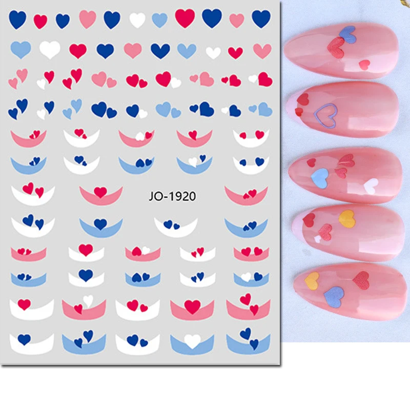 3d schöne rosa Herzen lieben Formen Französisch Tipps Nail Art Aufkleber selbst klebende Schieber Nagel Aufkleber Dekoration Maniküre Zubehör