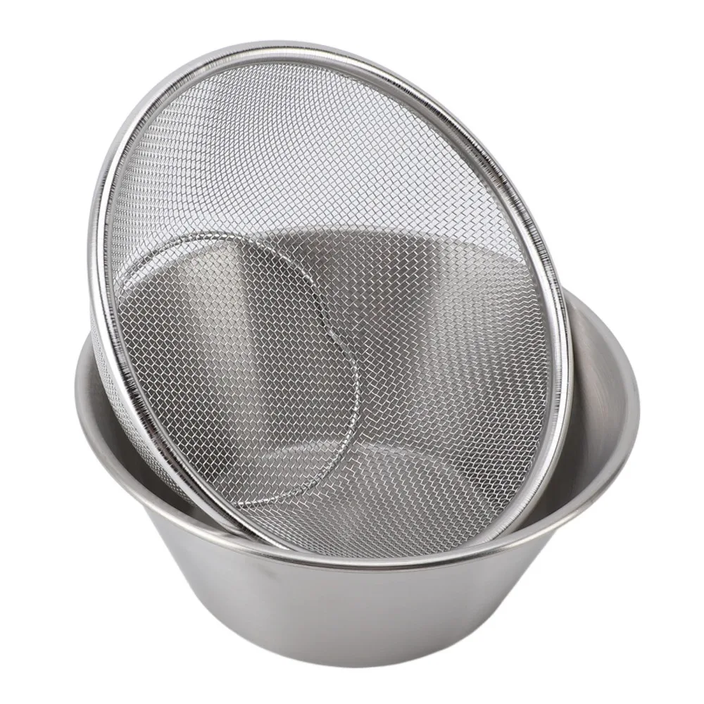 Stainless Steel Colander with Bowl Beige Silver Multifunctional Design Rice Strainer Dishwasher Safe Microporous Structure