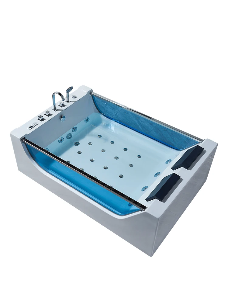 Double luxury bathtub integrated acrylic glass jacuzzi heated with constant temperature