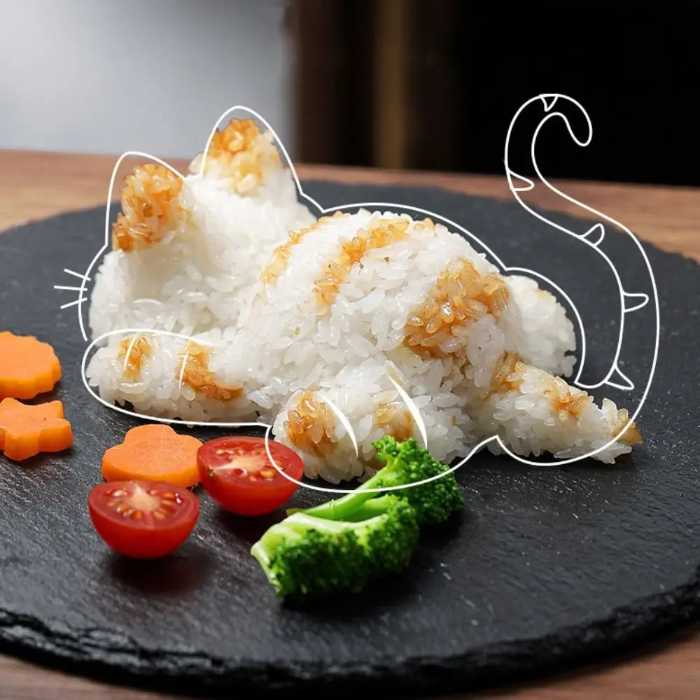 White Cat Shape Onigiri Mold Large Size Japanese Style Rice Ball Molds High Temperature Resistant Mashed Potato Mold Student