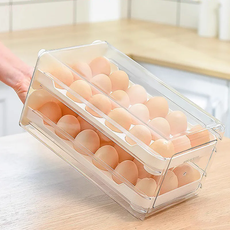 Boîte de stockage René de canard allongée au réfrigérateur, boîte de conservation au frais, style MEL-cuisine, 2 couches, 36 grilles