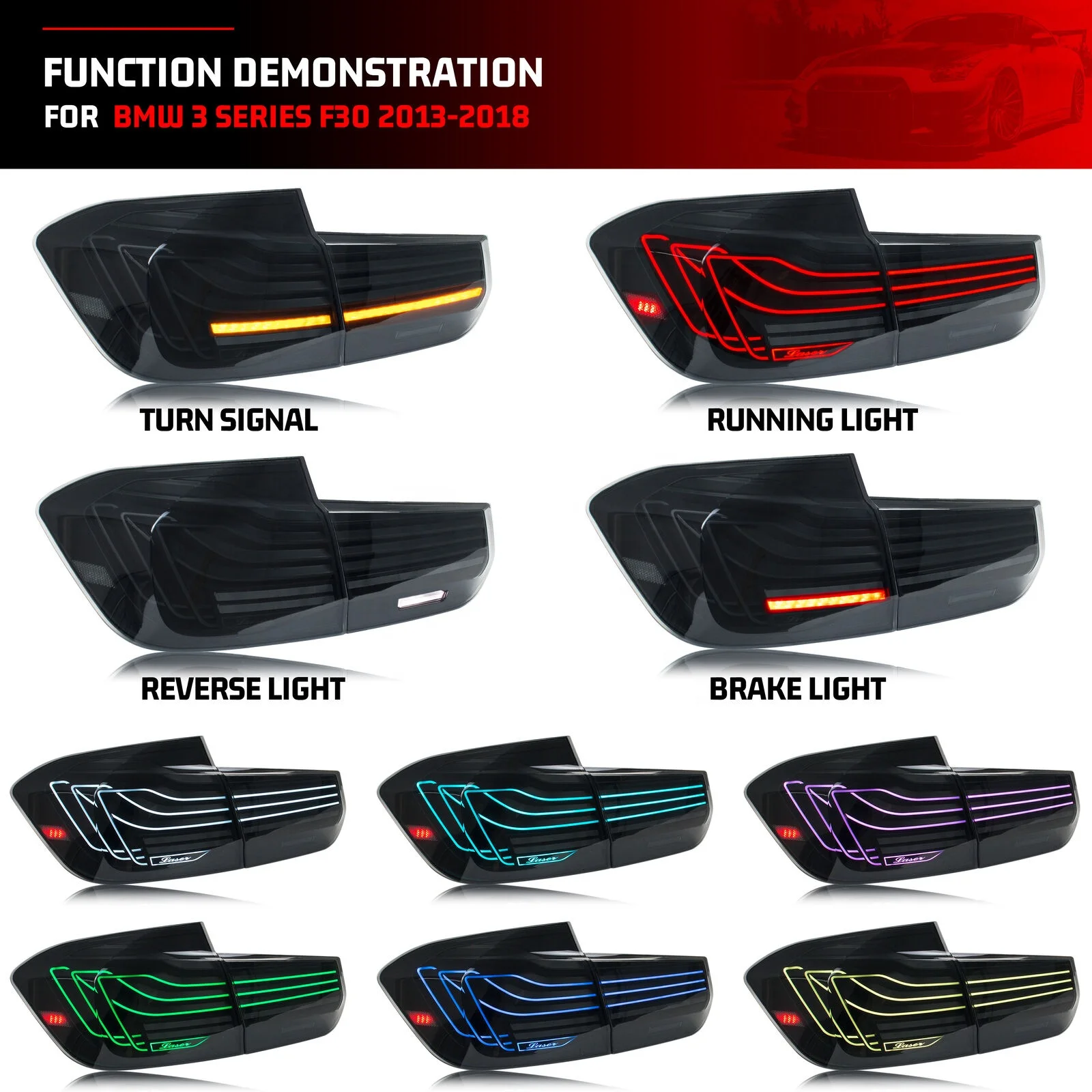 Auto Part LED Lamp RGB Tail Light for  3-Series F30 F80 M3 2013 2018 Dynamic Turn Signal Brake Reverse Tuning Assembly