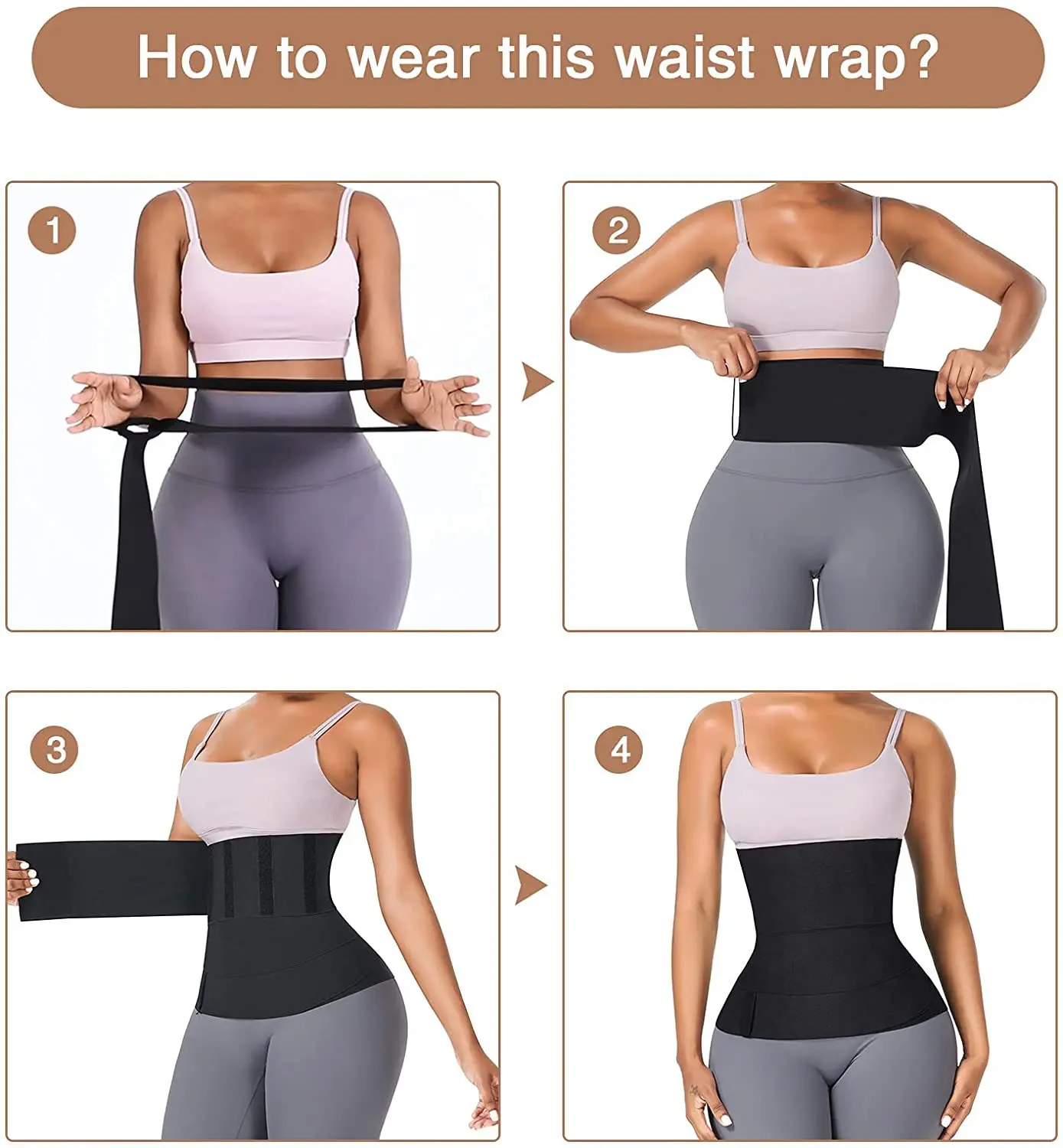 Waist Wrap for Women Snatch Bandage Tummy Sweat Wrap Plus Size Workout Waist Trimmer for Gym Sport Bandage Wrap Body Shaper