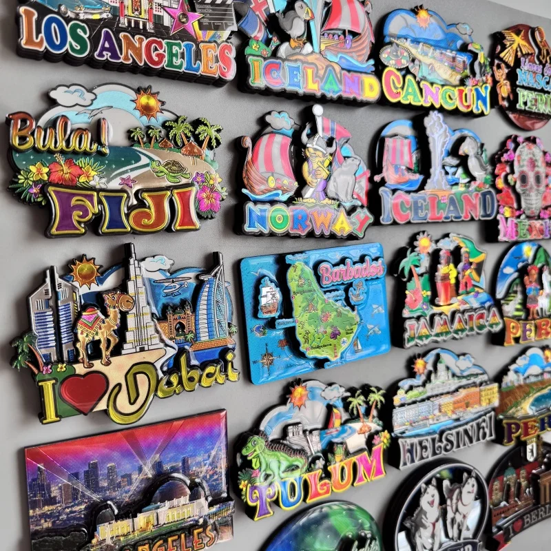 Mexico Dubai Helsinki Finland Hakone Tokyo Spain Woodon Refrigerator Magnets Travel Souvenir Home Decoration Gift for Friends