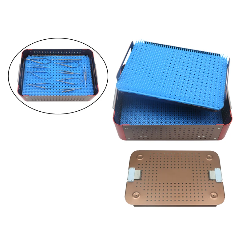 

GREATLH Aluminum Sterilization Box Disinfection Box Disinfection Tray High Temperature Double Layers Autoclavable Tray Tool