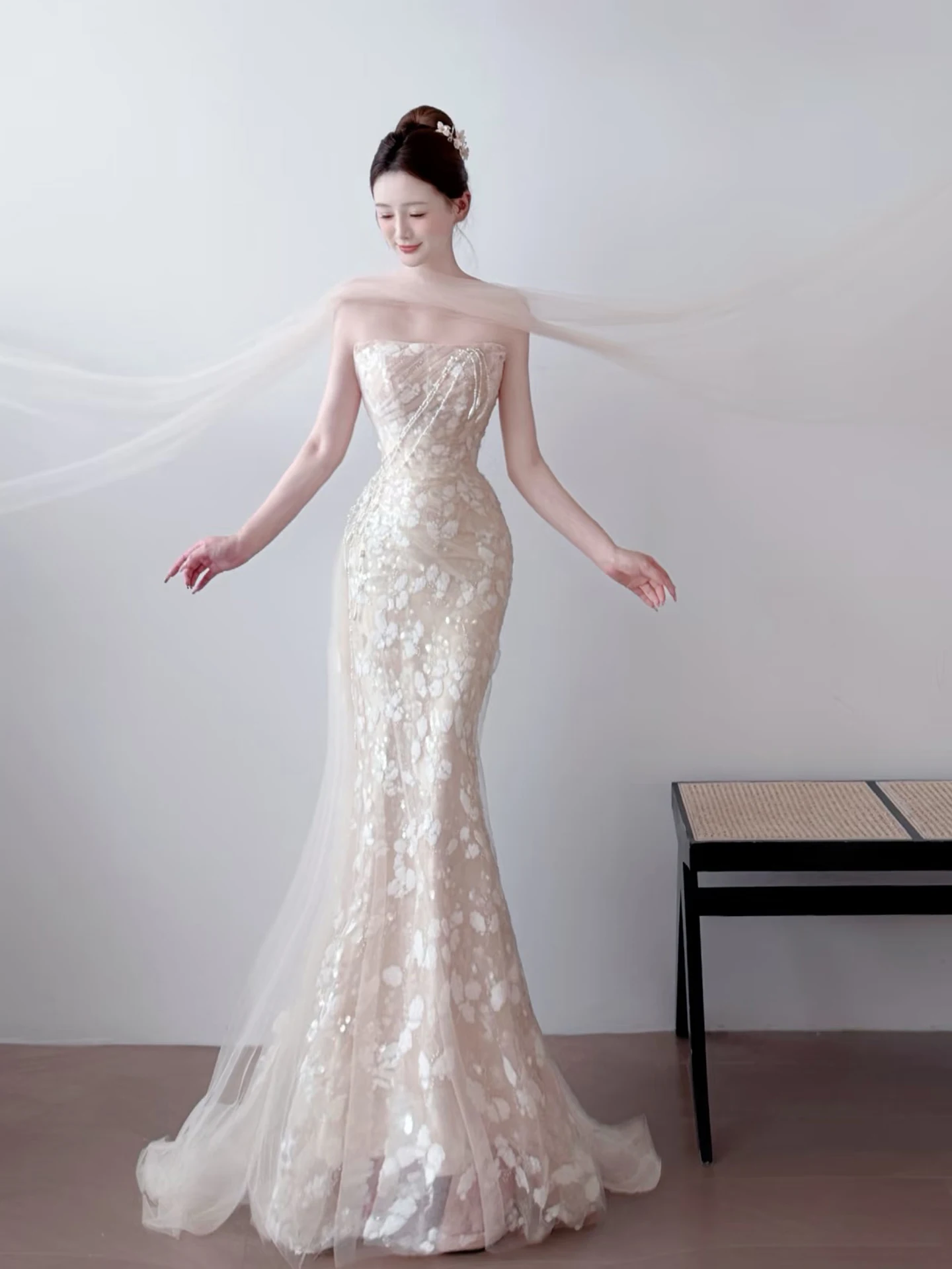 

Ele Lace Bridal Gown Women's Fairy T Wedding Dr High End Engagement Par Outfit Birthday Ball Long Evening Gown