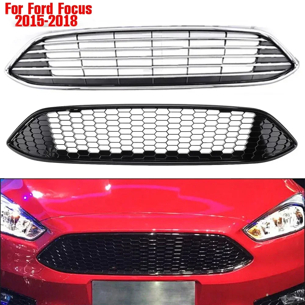 

Car Front Upper Center Grille ABS Front Bumper Hex Mesh Grills For Ford Focus 2015 2016 2017 2018 Honeycomb Grilles Auto Parts
