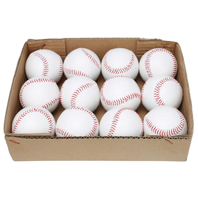 Pack of 12 9 Inch Hardwood Core Baseballs 9 Inch Soft Rubber Core Baseballs Throwing Training Wood Chip Hard Solid Baseballs