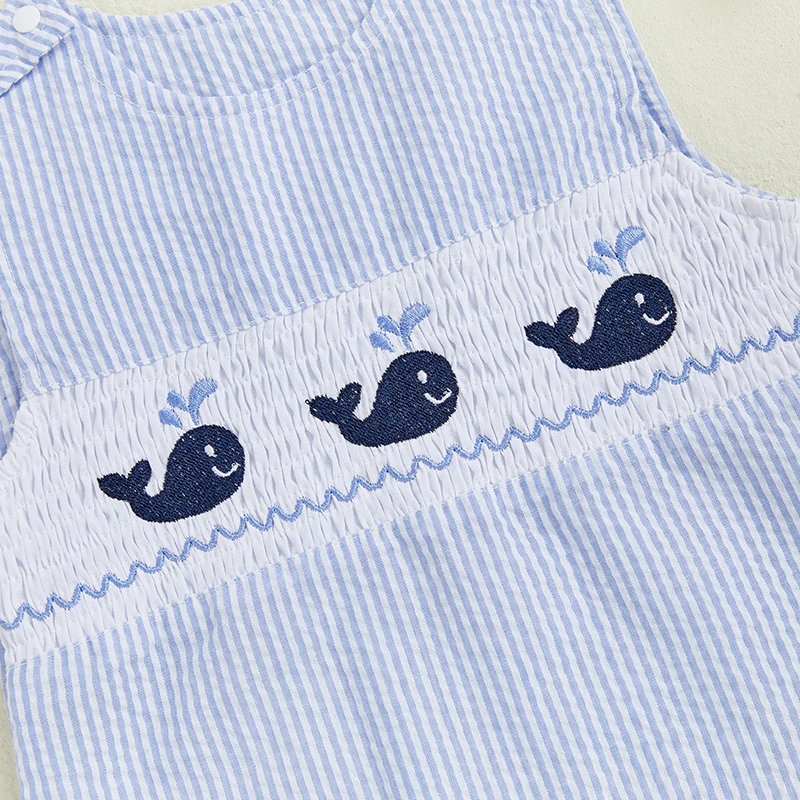 

Комбинезон в полоску для новорожденных девочек и мальчиков, комбинезон без рукавов с китом/арбузом и грузовиком, детская летняя одежда