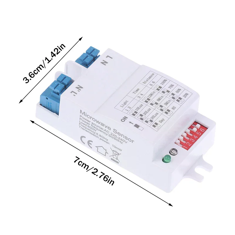 1/2Pcs Multi-Adjustable Microwave Radar Sensor Switch 5.8GHz, LED Light Motion Detection Module