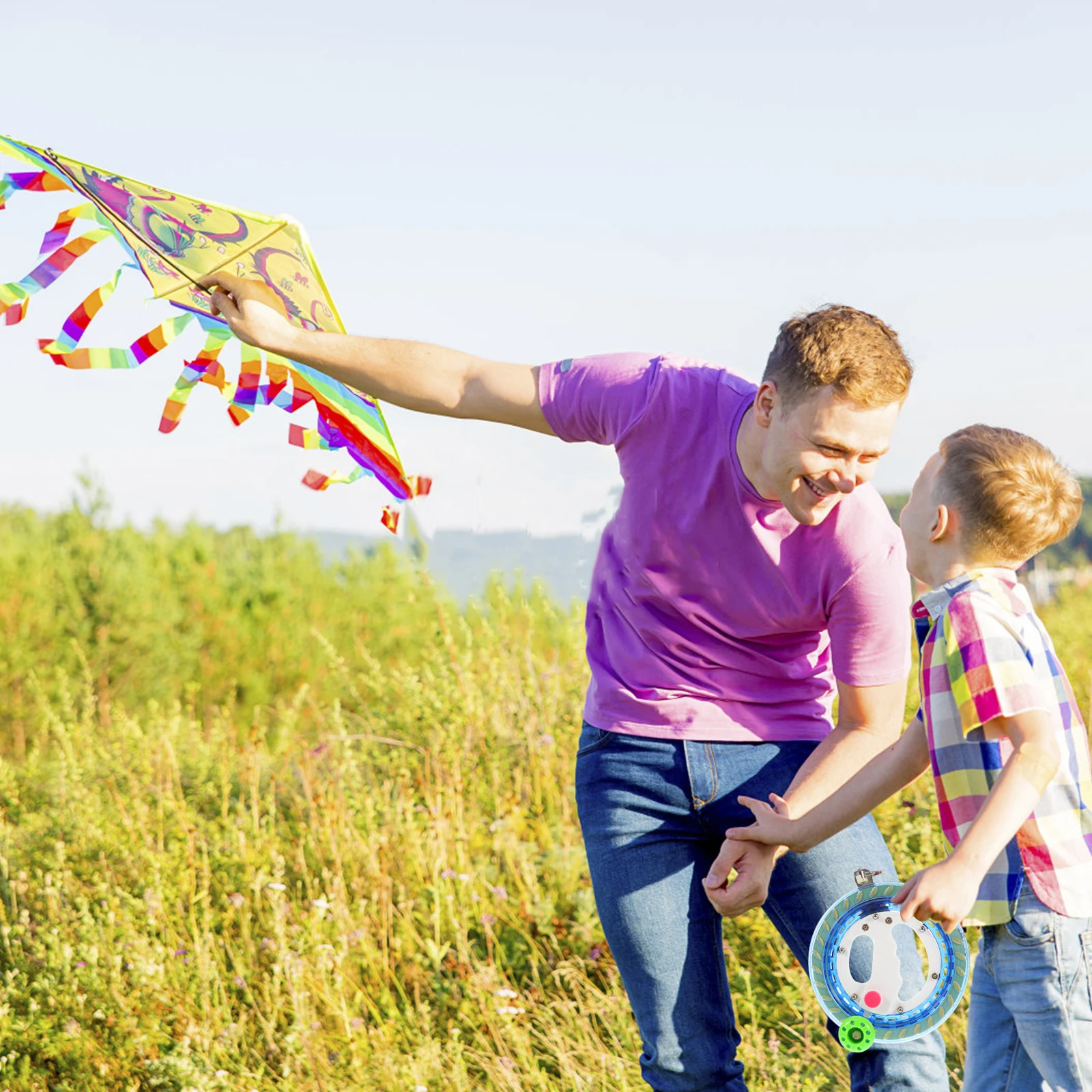 1セット 1セット ラインホイール ブルー 軽量 ロック可能 ハンドホイール アウトドア カイトフライング スプールリール ワインダー カイト糸アクセサリー