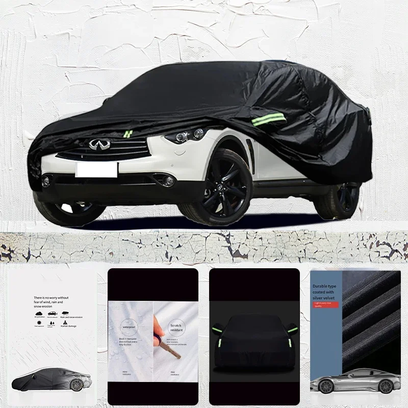 

For infiniti qx70 fit Outdoor Protection Full Car Covers Snow Cover Sunshade Waterproof Dustproof Exterior Car cover Black