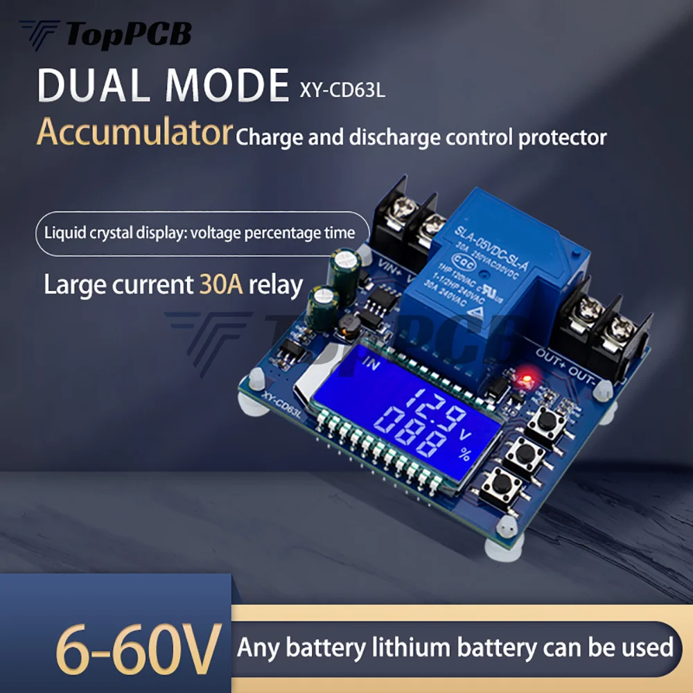 Battery Charge Discharge Controller Low Voltage Cut Off Switch Undervoltage Overvoltage Protection Voltage Percentage Display