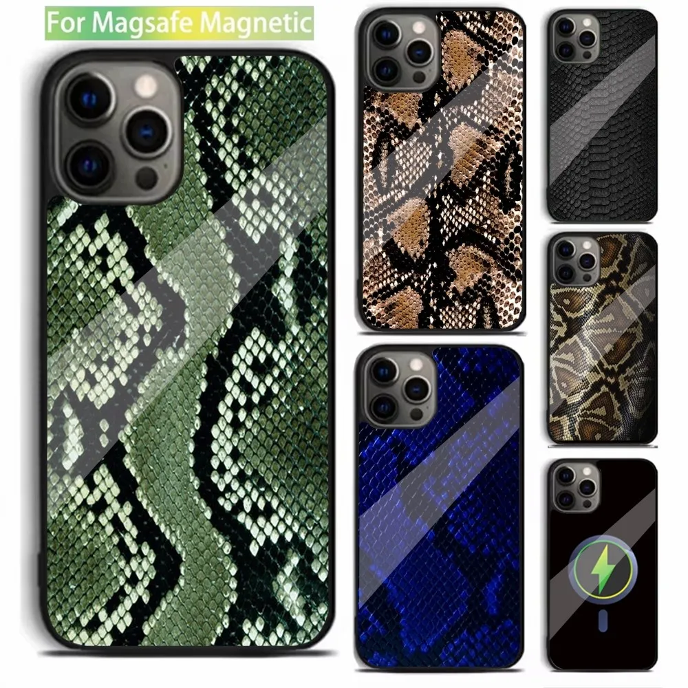 

Cool Snake Skin Phone Case For iPhone 15,14,13,12,11,Plus,Pro,Max Mini Magsafe Magnetic Wireless Charging