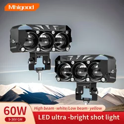 Bicolor White Yellow 4 lens led fog light driving lights headlight spotlight super bright for motorbike auto car Fanless