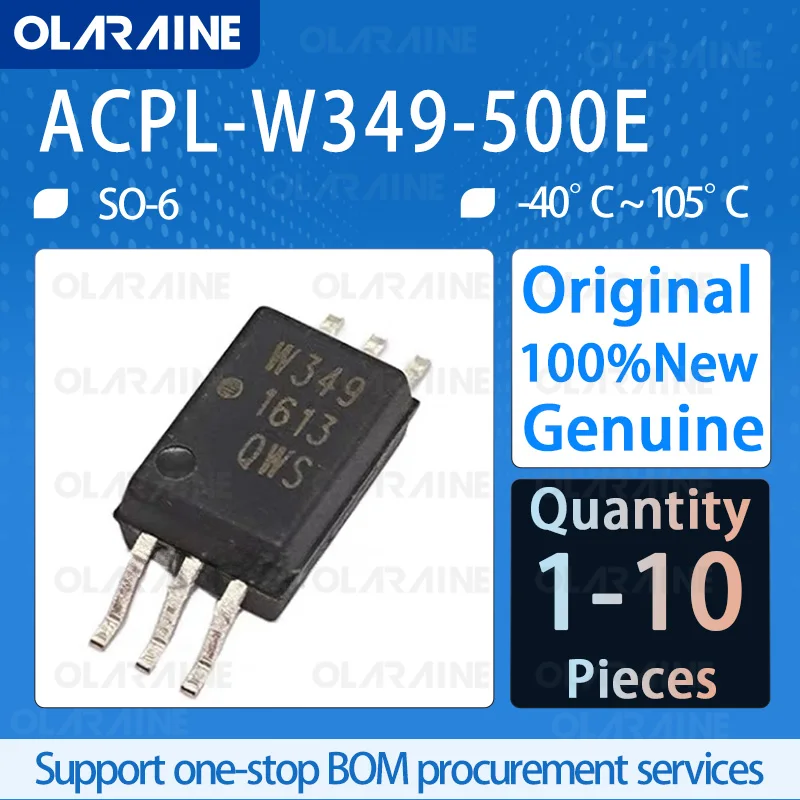 1/5/10Pcs ACPL-W349-500E SO-6 Logic output optocoupler 1 Channel Insulation voltage 5000 Vrms	 Current 2.5 A Vf - 1.55 V