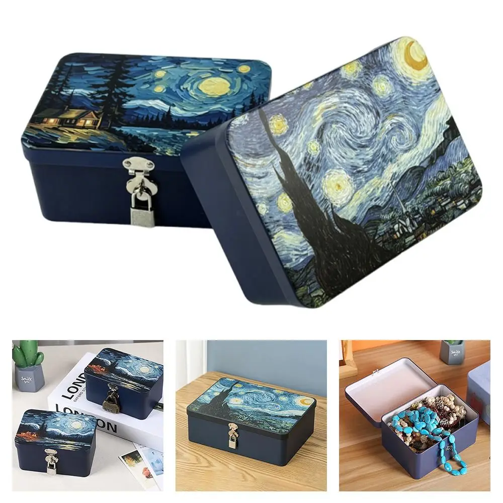 Fashion Style Large Size Storage Box Metal Material Private Storage Password Lock Box Password Lock Desktop Organizer Office Use