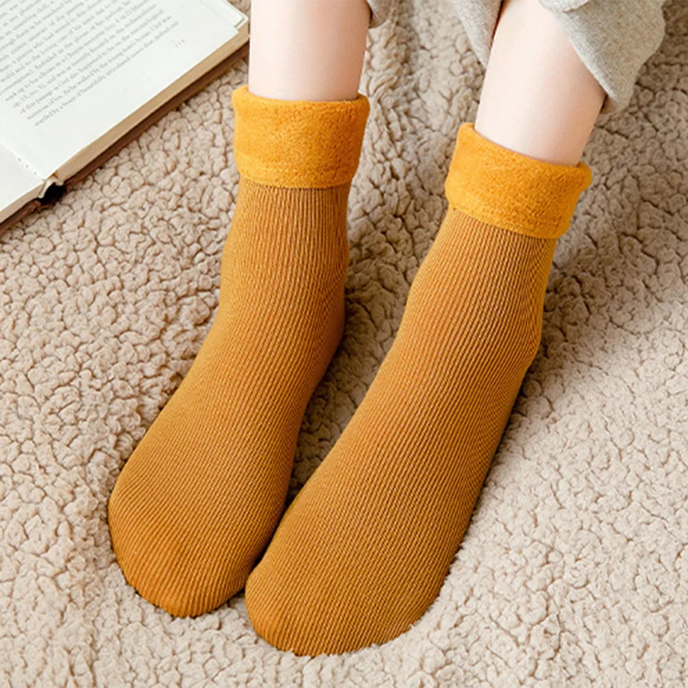 

1 Pair Ultra Soft Velvets Slim Thermal Socks Comfy Mid Tube Socks Winter Warm Thicken Thermal Socks for Winter Autumn