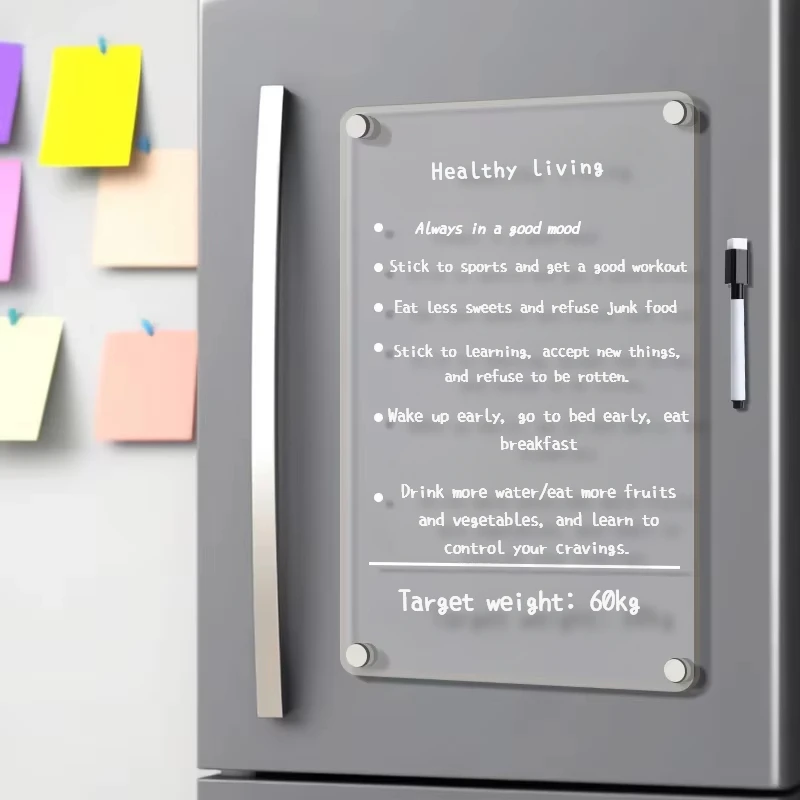 Löschbare Nachrichtentafel aus Acryl, magnetischer Mahlzeitenplan für Kühlschränke, magnetische Menütafel, Planungstafel, Notiztafel für den Kühlschrank
