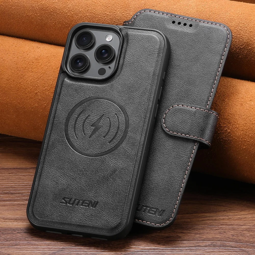 

Съемный магнитный чехол-кошелек с держателем для карт, чехол для телефона IPhone 16 Plus 15 14 13 12 Pro Max, кожаный защитный чехол с откидной крышкой