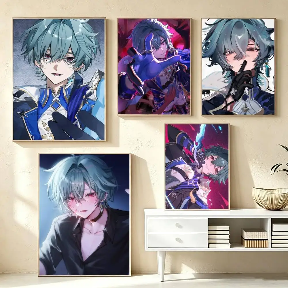 Cryo L-Lohen G-enshin Impact   Poster High Quality Dorm Living Room Aesthetic Wall Decoration Painting Stickers Gift