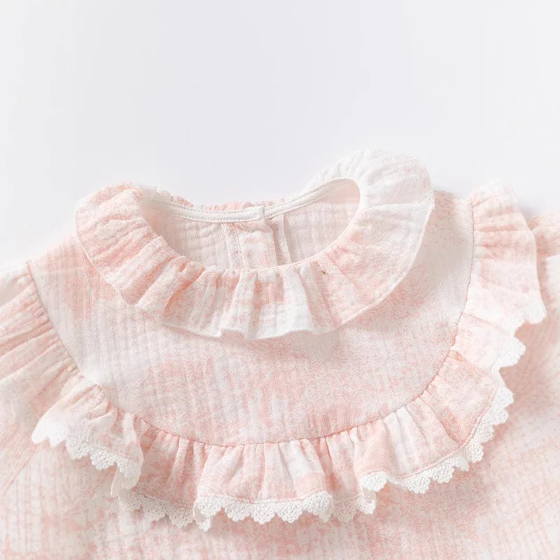 2025 New Autumn Newborn Baby Girls Bodysuits Long Sleeved Cotton Print Infant Baby Girls Jumpsuit 0-24M Children Clothes 5