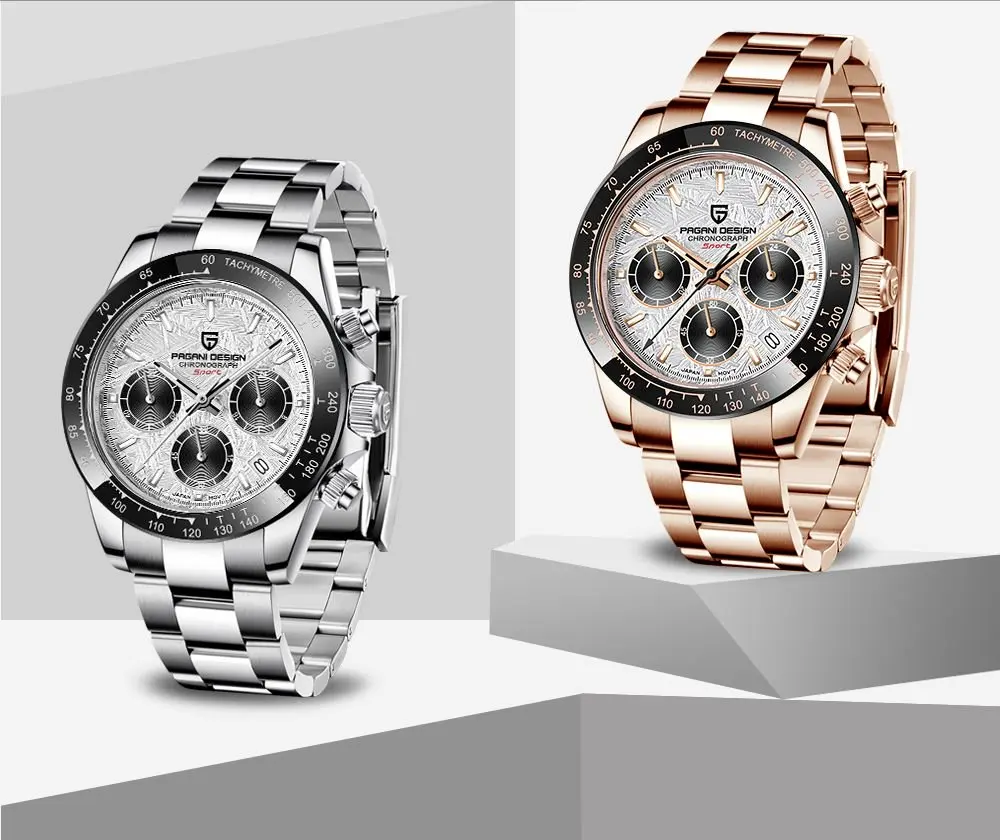 Original New PAGANI DESIGN PD-1664 / PD-1644 Japan VK63 Movt Quartz Wristwatches Sapphire Waterproof Chronograph Reloj Hombre