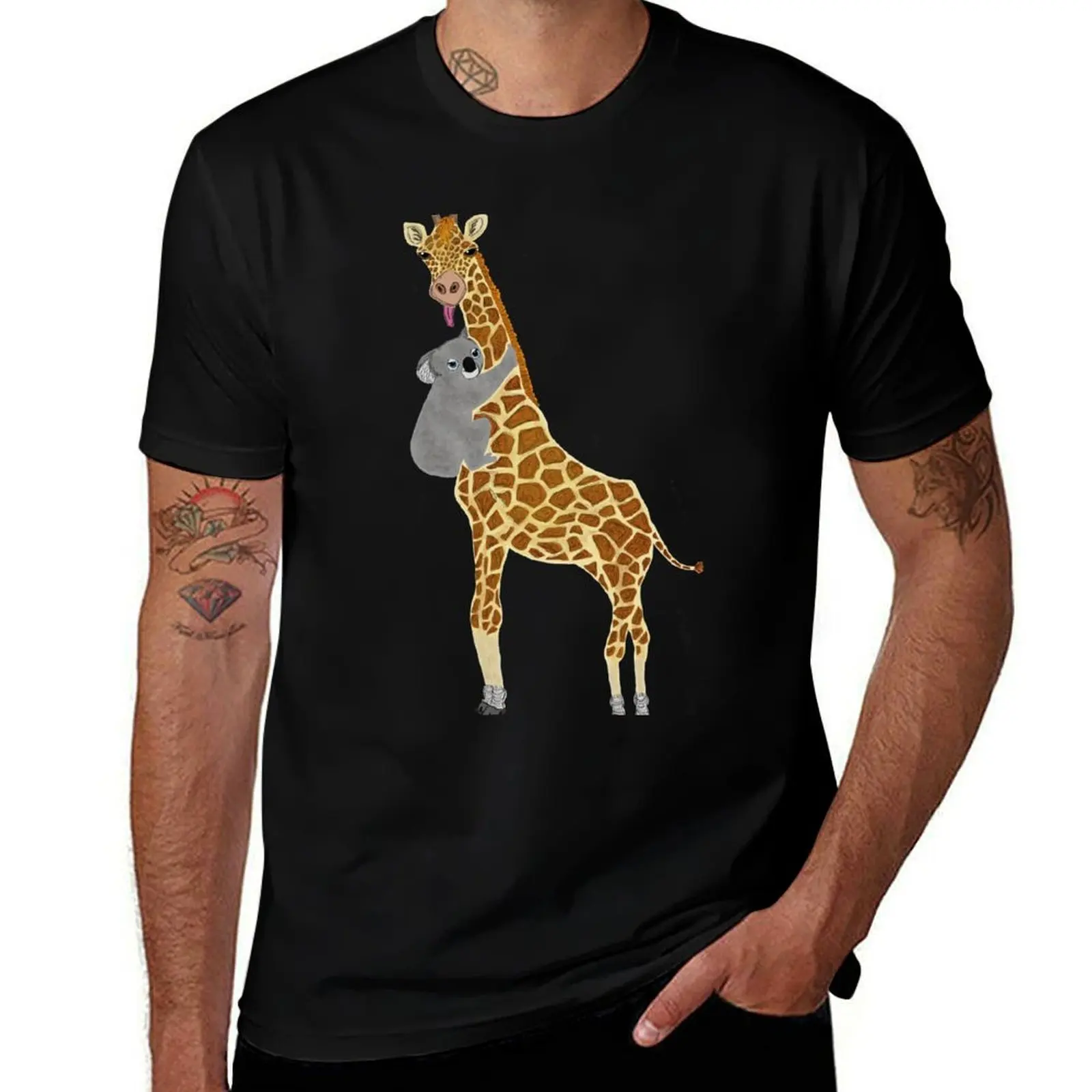 

Koala Hugging Giraffe T-Shirt t shirt men 100% cotton luxury brand anime t shirts oversize man t shirt graphic T-Shirt