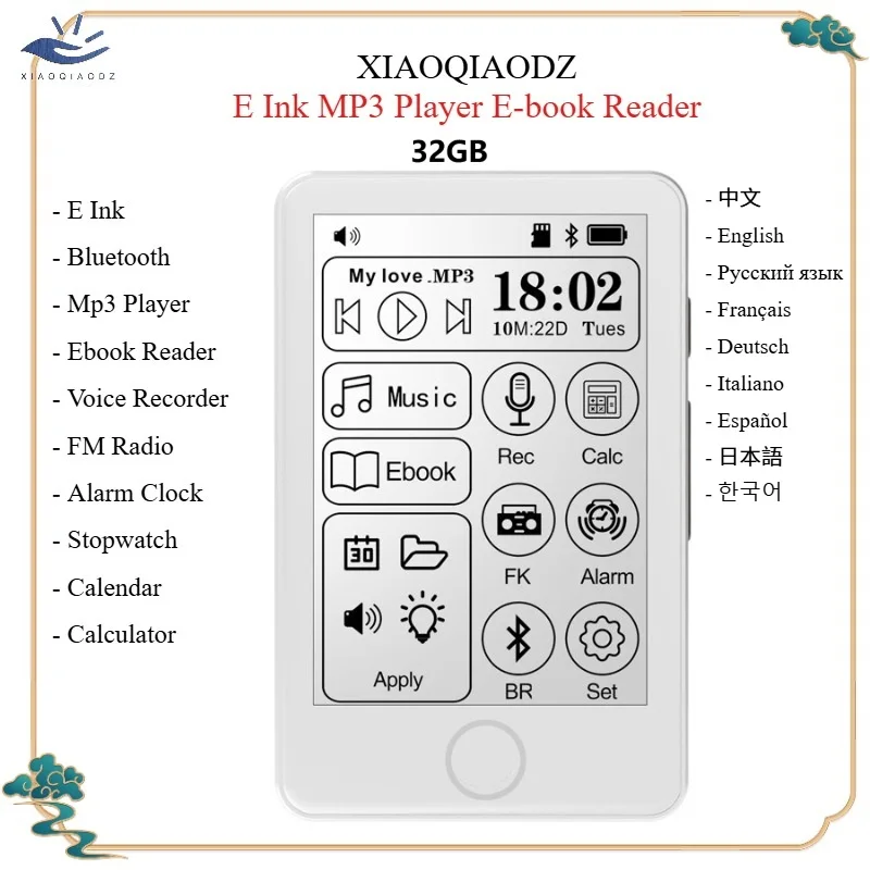 XIAOQIAODZ الكتاب الإلكتروني 32G القارئ E قارئ الحبر الكتاب الاليكتروني TF بطاقة Paperwhite مشغل MP3 بلوتوث الموسيقى مسجل صوت VS Kindle