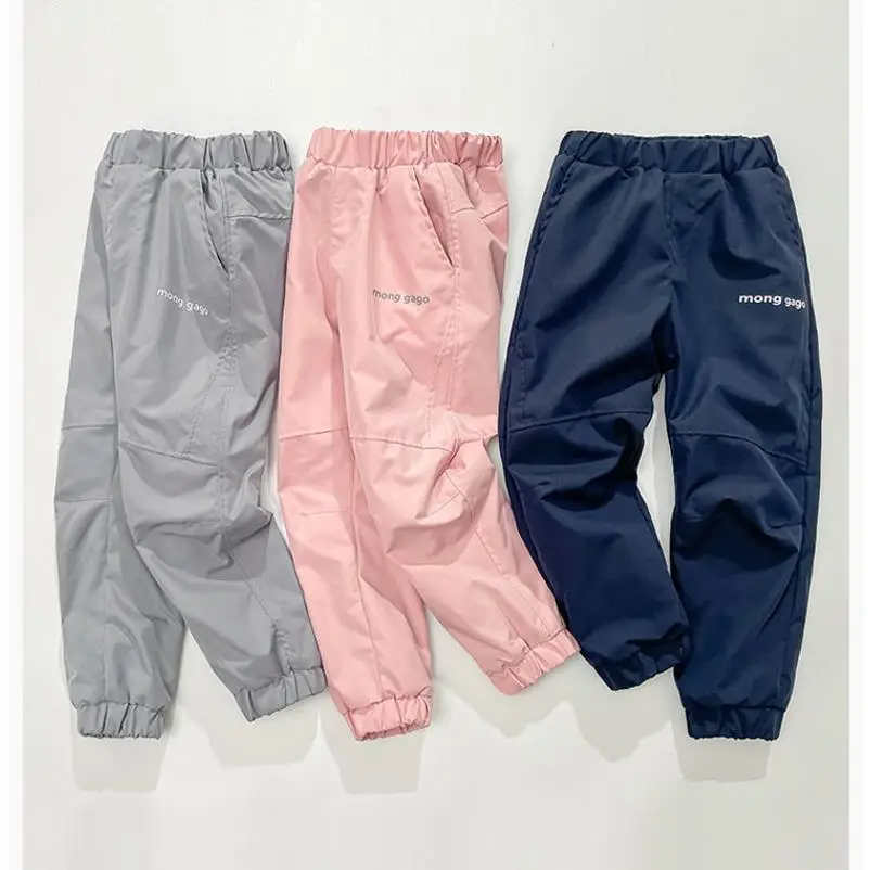 4-14 Jahre Kinder Wasserdichte Hosen Herbst Winter Jungen Mädchen Winddichte Hosen Elastischer Bund Mesh-Futter Outdoor Casual Kinderhosen – Detail 3