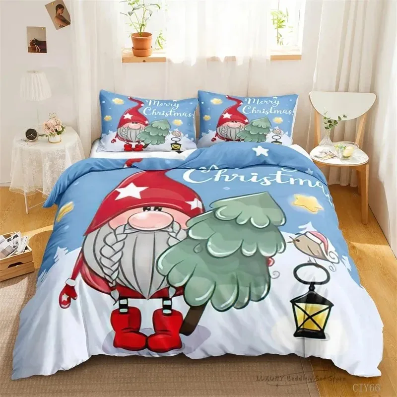 Duvet Cover Cute Cartoon Dwarf Christmas Series Bedding Set for Kids and Adults Single Double Queen 220x240 Room Decor Gift